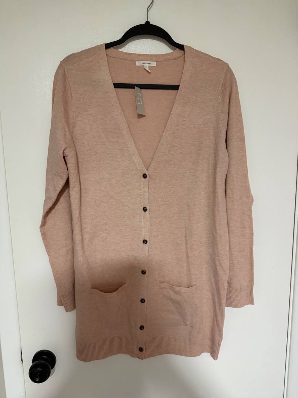 Long Button-Front Cardigan Sweater in Blush - Women's
